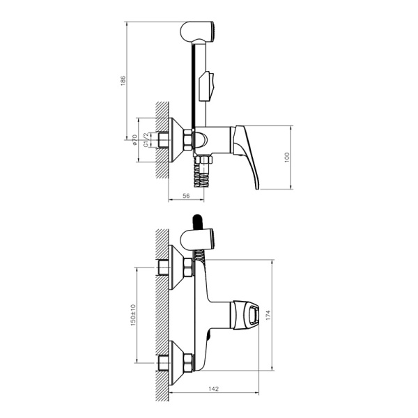 Смеситель одноручный для душа Decoroom DR21058, хром